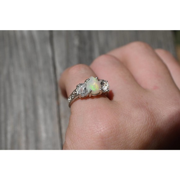 Alternative Engagement Ring, Unique Opal Jewelry, Raw Stone Ring, - Picture 2 of 4